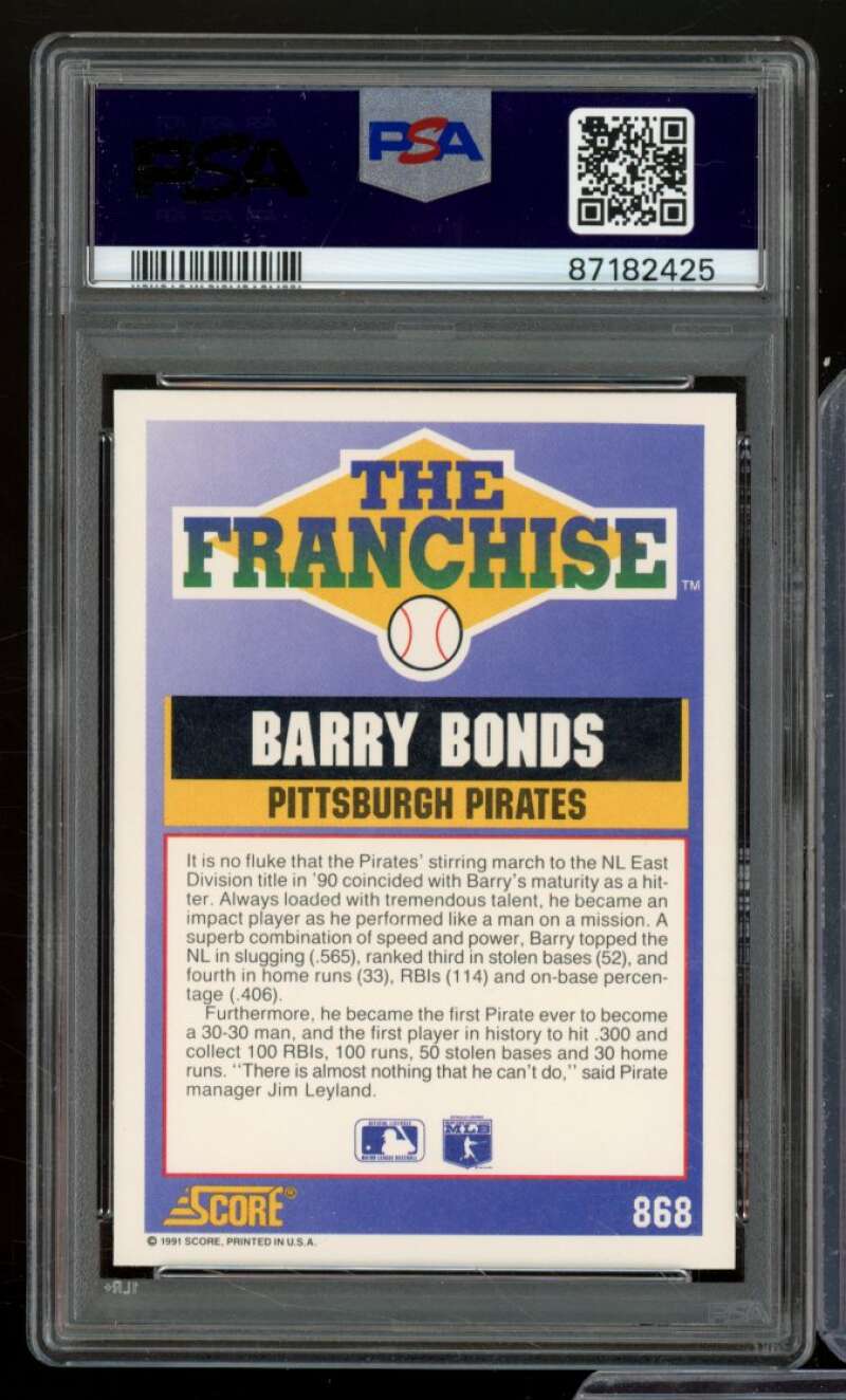 Barry Bonds Card 1991 Score #868 PSA 8 Image 2