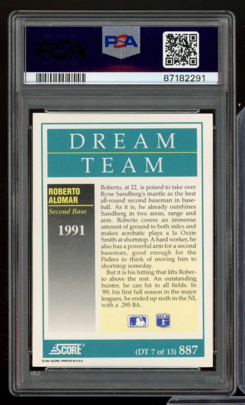 Roberto Alomar Card 1991 Score #887 PSA 8 Image 2