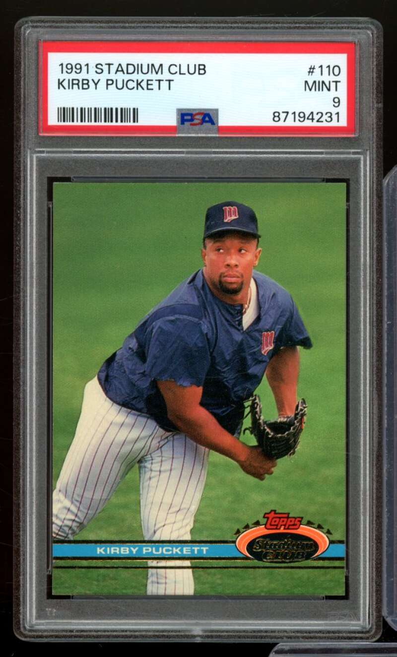 Kirby Puckett Card 1991 Stadium Club #110 PSA 9 Image 1