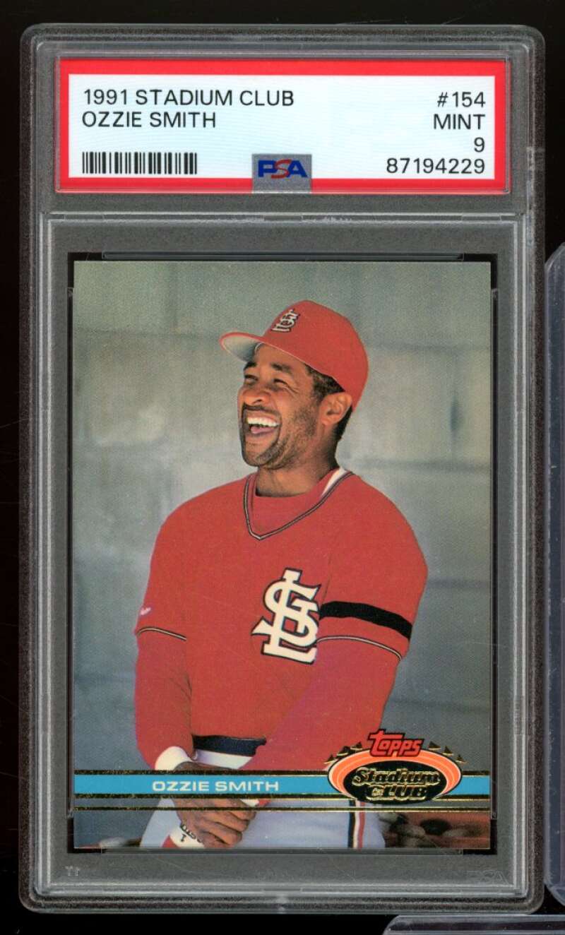 Ozzie Smith Card 1991 Stadium Club #154 PSA 9 Image 1