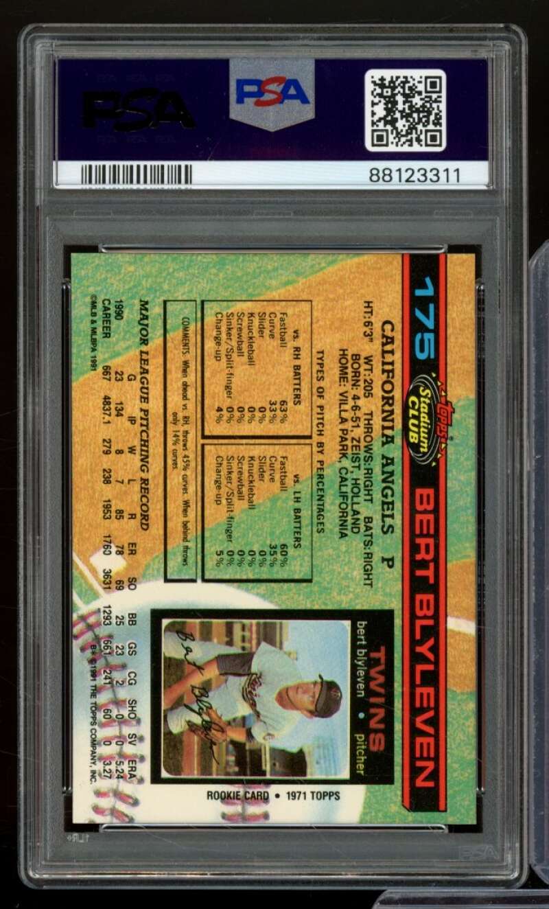 Bert Blyleven Card 1991 Stadium Club #175 PSA 9 Image 2