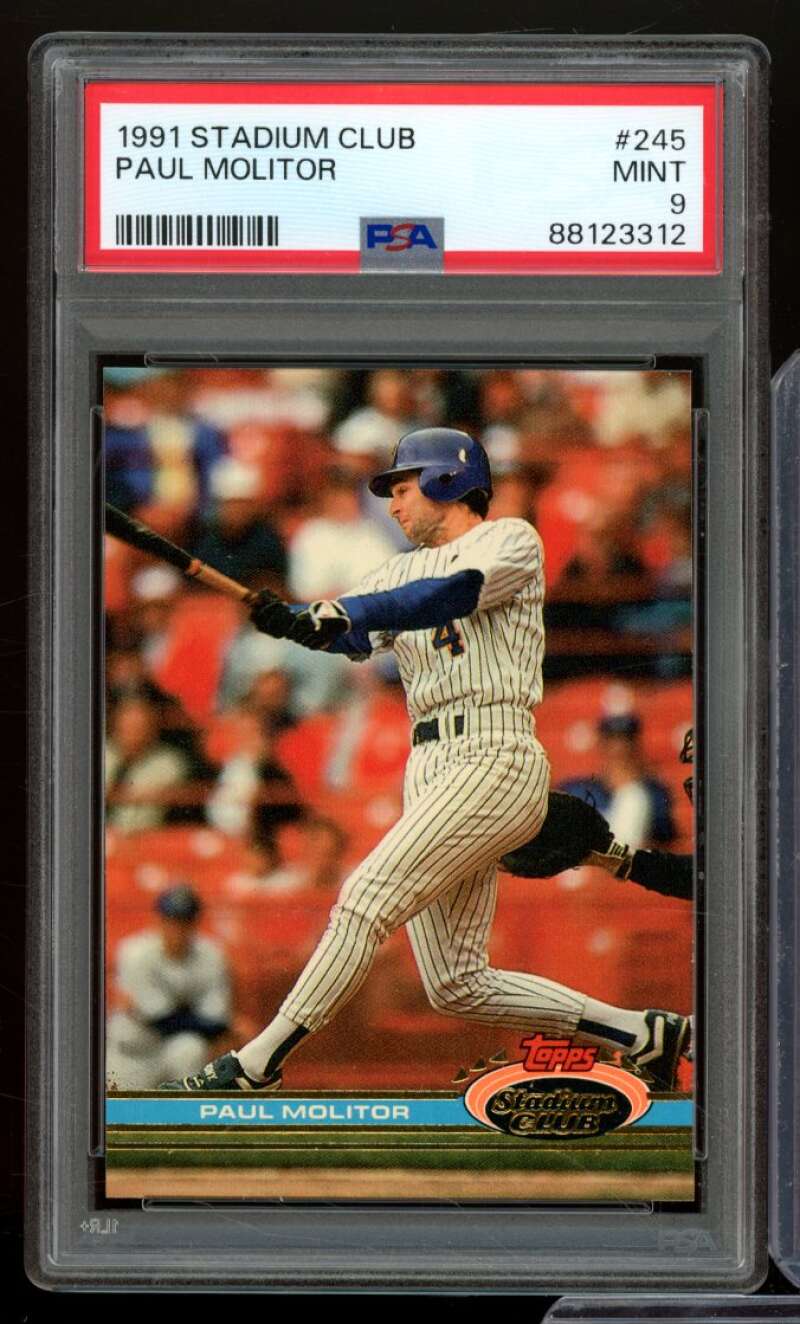 Paul Molitor Card 1991 Stadium Club #245 PSA 9 Image 1