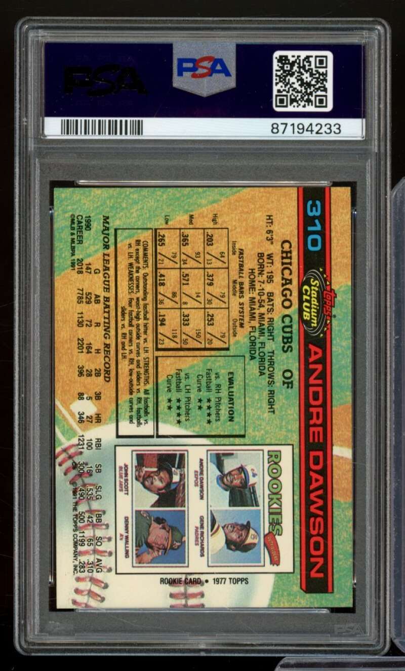 Andre Dawson Card 1991 Stadium Club #310 PSA 8 Image 2