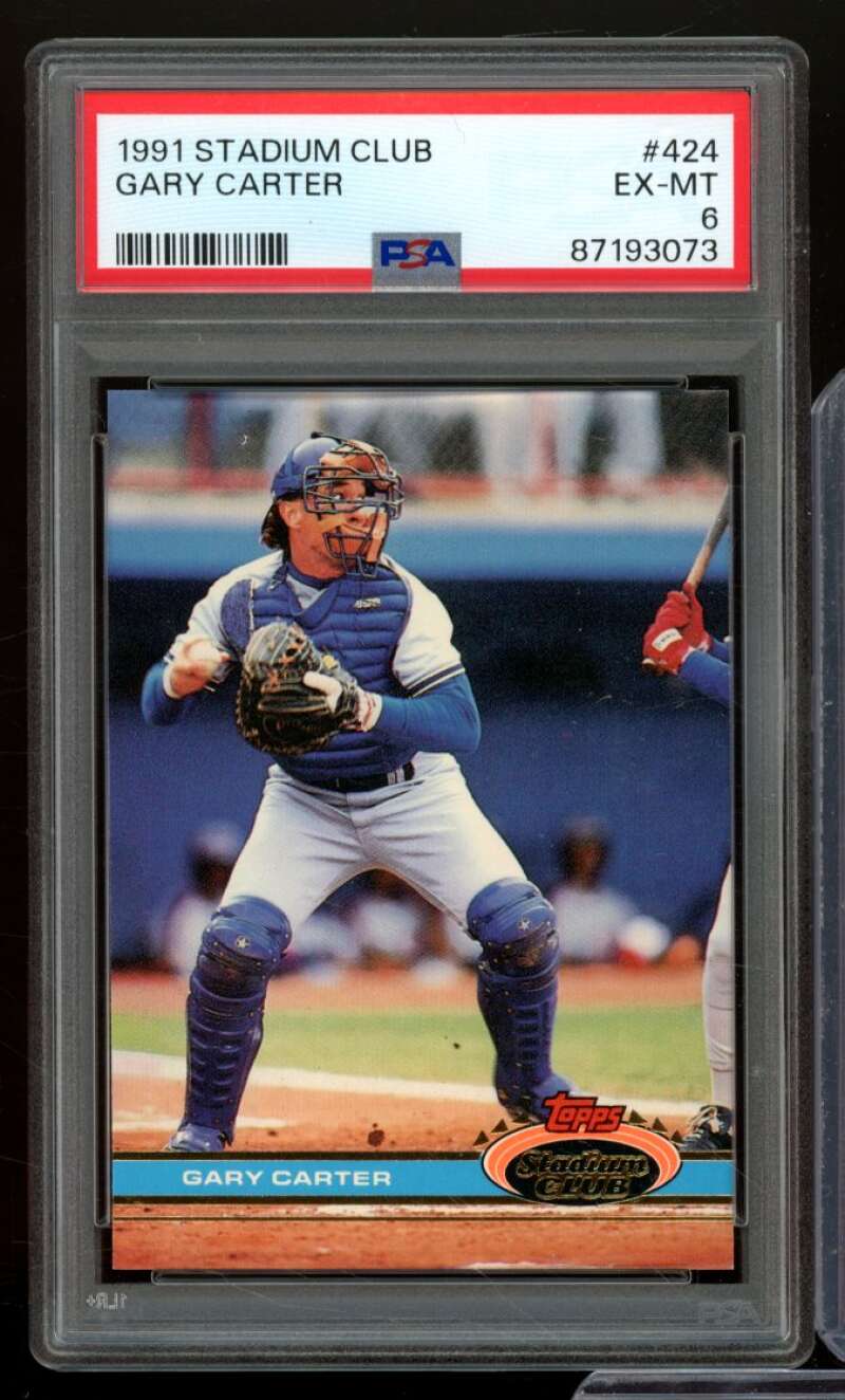 Gary Carter Card 1991 Stadium Club #424 PSA 6 Image 1