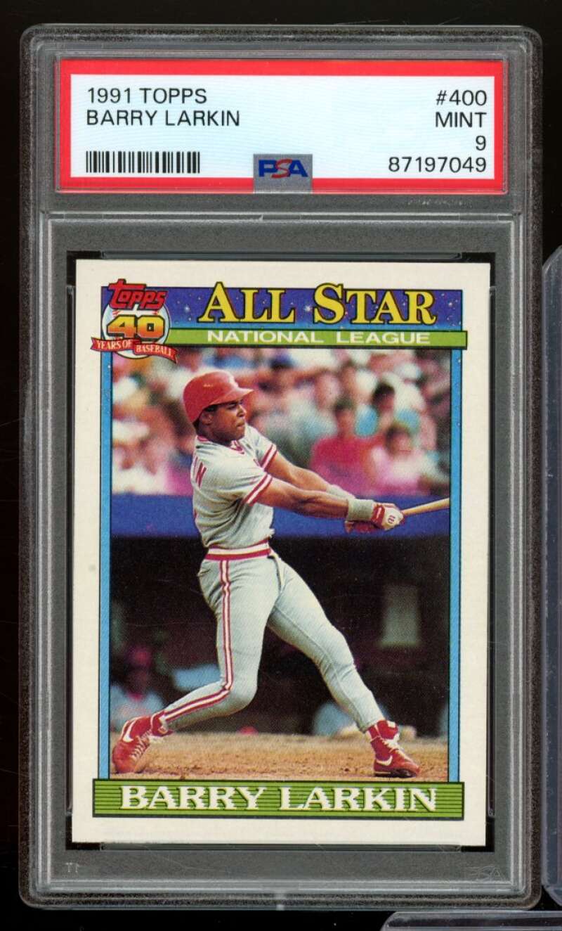 Barry Larkin Card 1991 Topps #400 PSA 9 Image 1