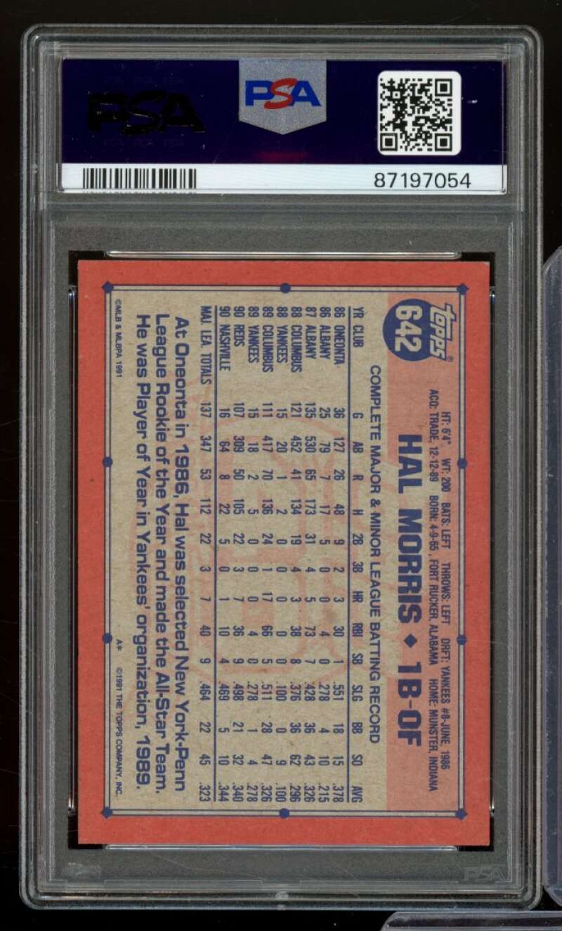 Hal Morris Card 1991 Topps #642 PSA 9 Image 2