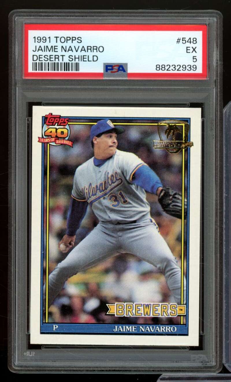 Jaime Navarro Card 1991 Topps Desert Shield #548 PSA 5 Image 1