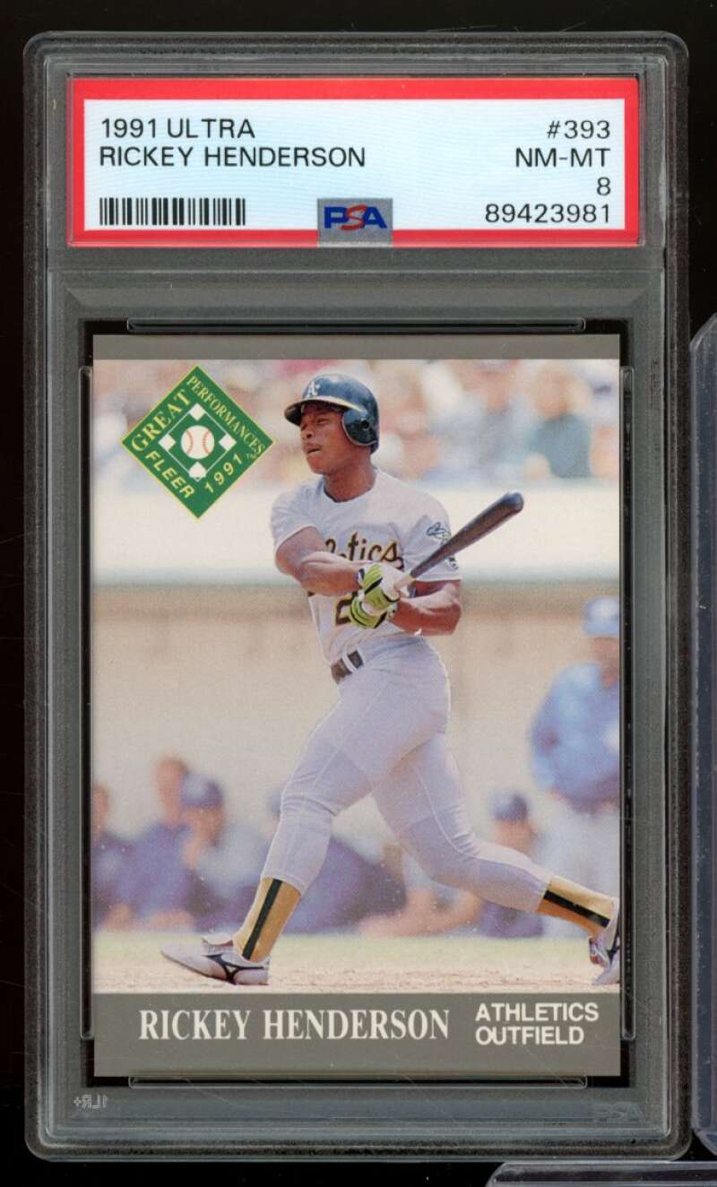 Rickey Henderson Card 1991 Ultra #393 PSA 8 Image 1