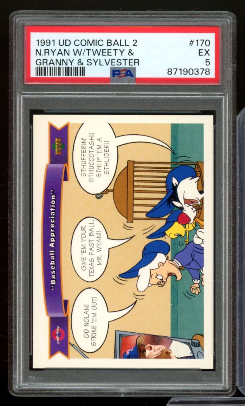 Tweety / Nolan Ryan Card 1991 UD Comic Ball #170 PSA 5 Image 1