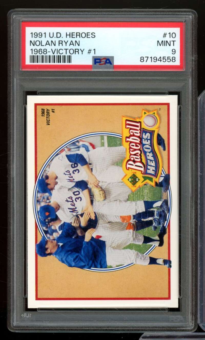 Nolan Ryan Card 1991 Upper Deck Heroes 1968 Victory #10 PSA 9 Image 1