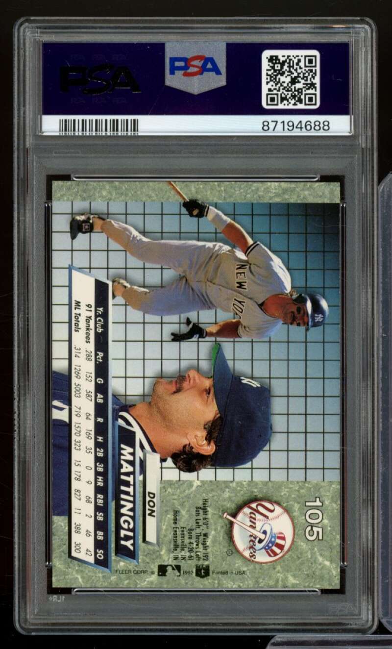 Don Mattingly Card 1992 Ultra #105 PSA 9 Image 2