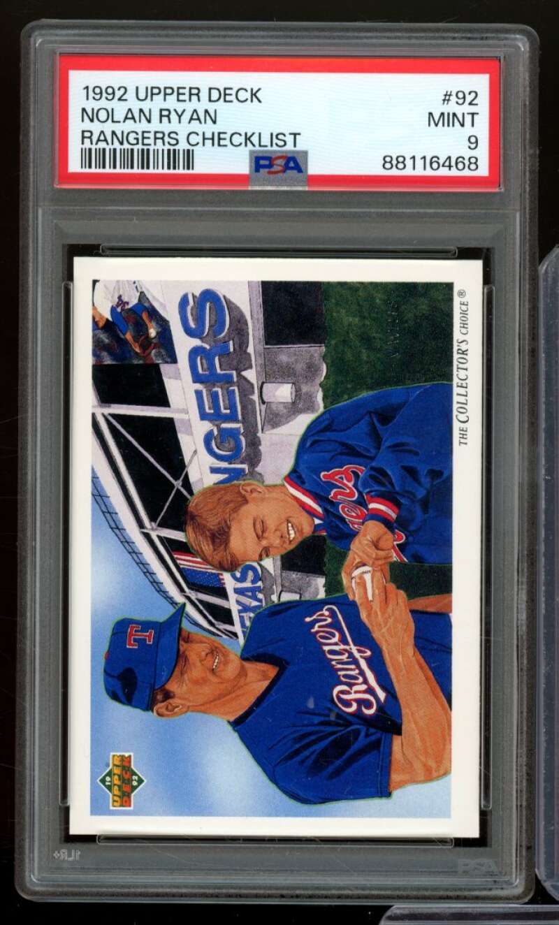 Nolan Ryan Card 1992 Upper Deck #92 PSA 9 Image 1