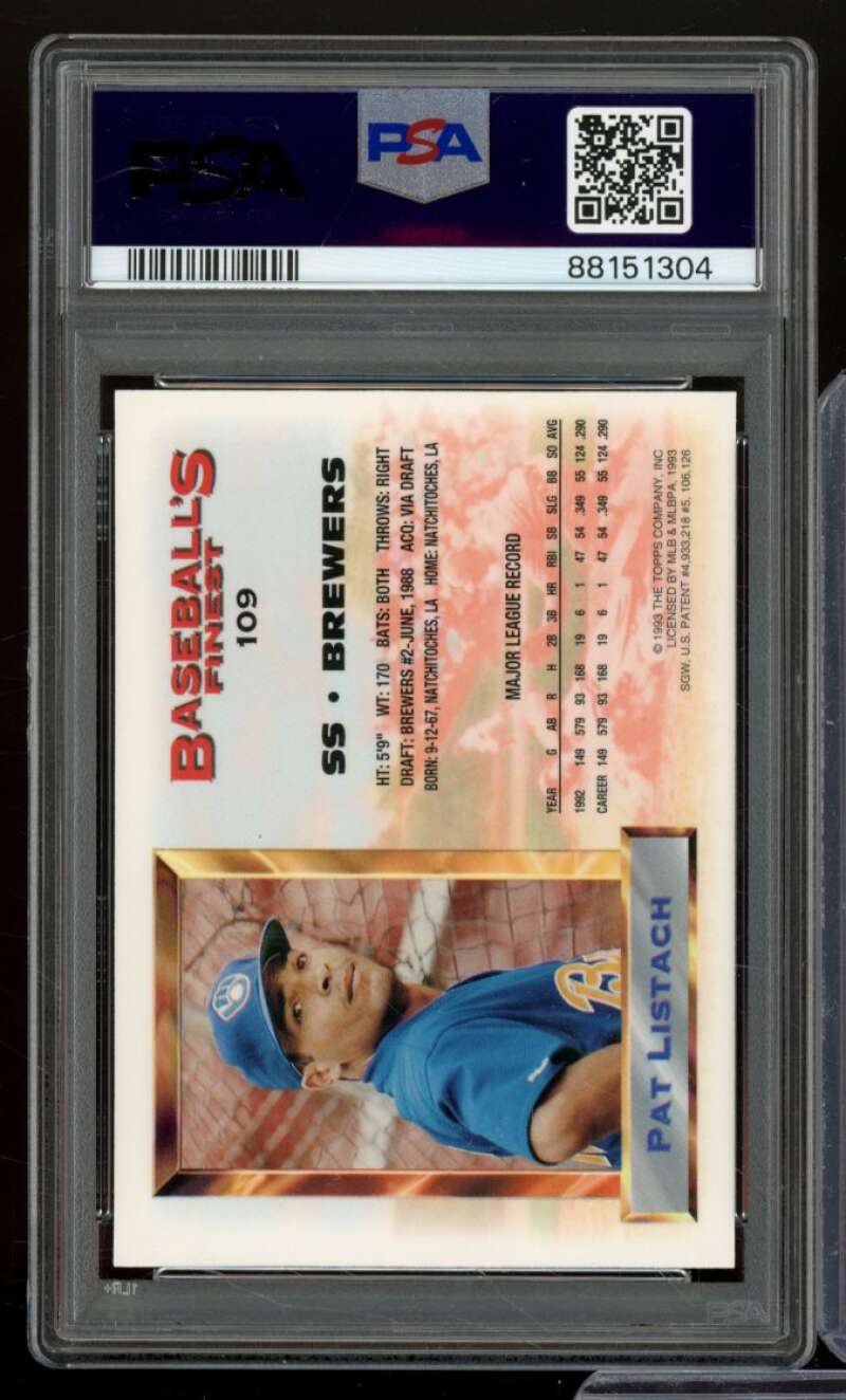 Pat Listach Card 1993 Finest #109 PSA 9 Image 2