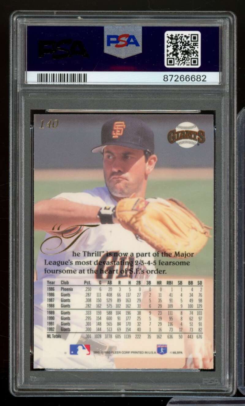 Will Clark Card 1993 Flair #140 PSA 9 Image 2