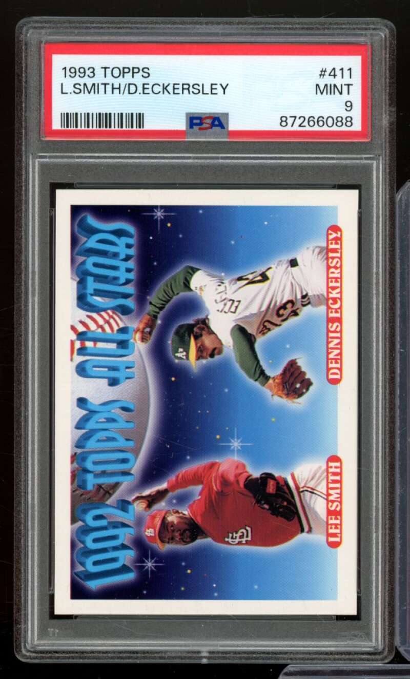 Lee Smith/Dennis Eckersley Card 1993 Topps #411 PSA 9 Image 1