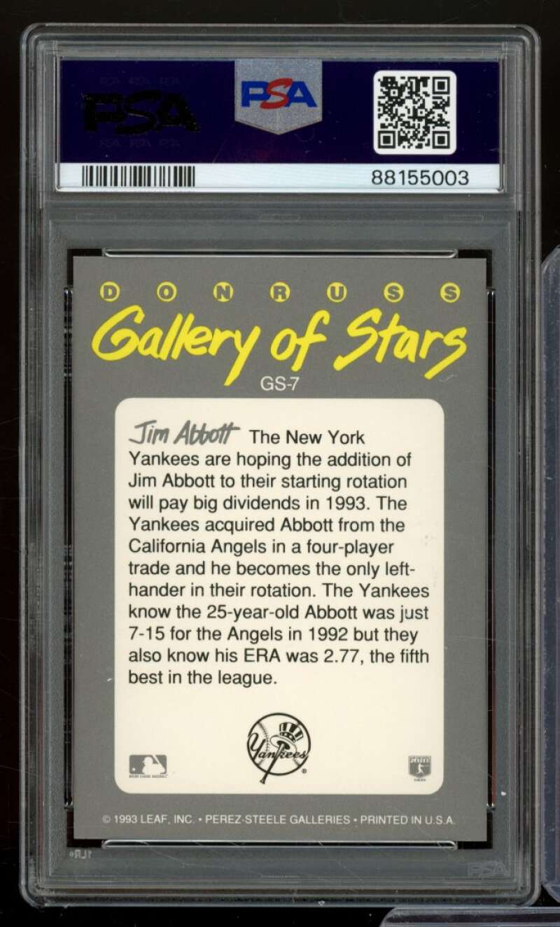 Jim Abbott Card 1993 Triple Play Gallery Of Stars #GS-7 PSA 8 Image 2