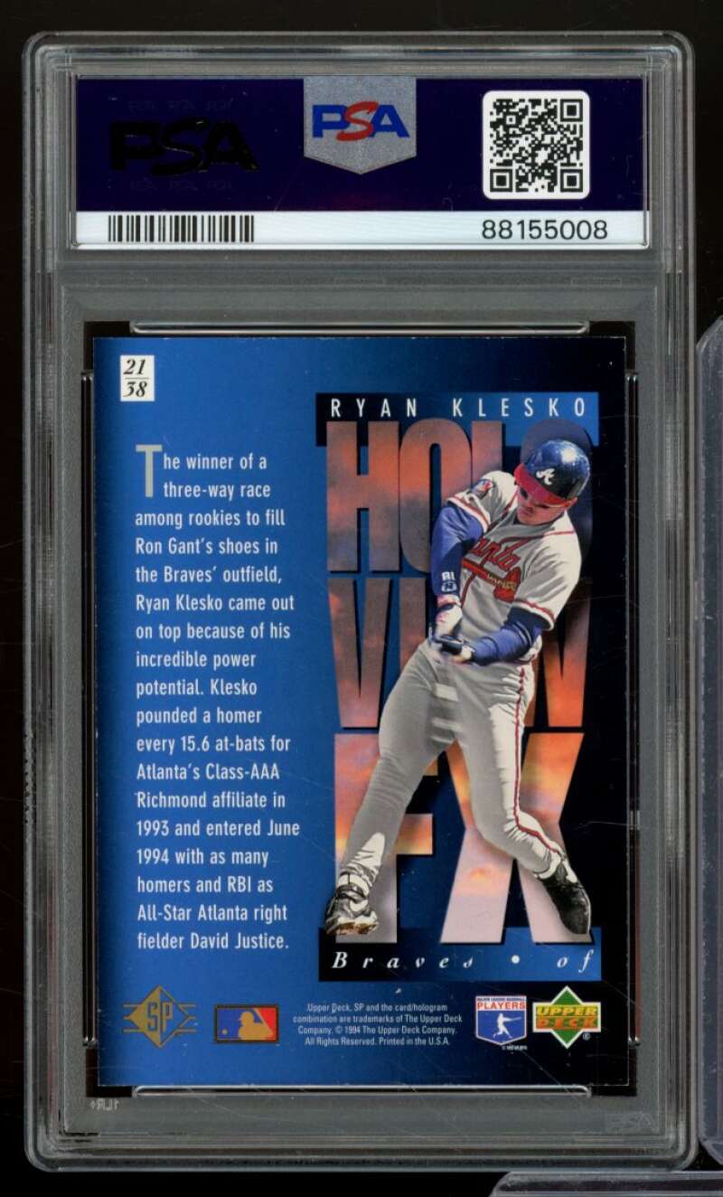 Ryan Klesko Card 1994 SP Holoview Blue #21 PSA 8 Image 2