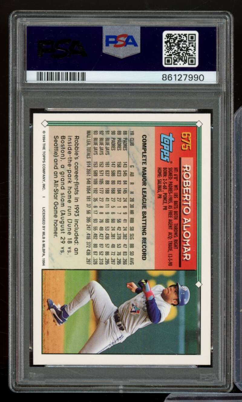 Roberto Alomar Card 1994 Topps #675 PSA 9 Image 2