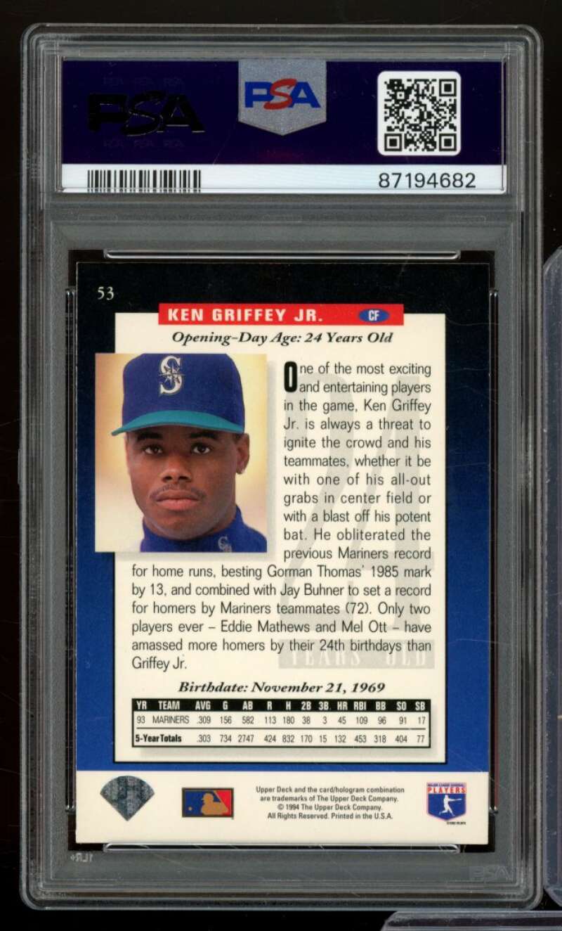 Ken Griffey Jr. Card 1994 Upper Deck #53 PSA 8 Image 2