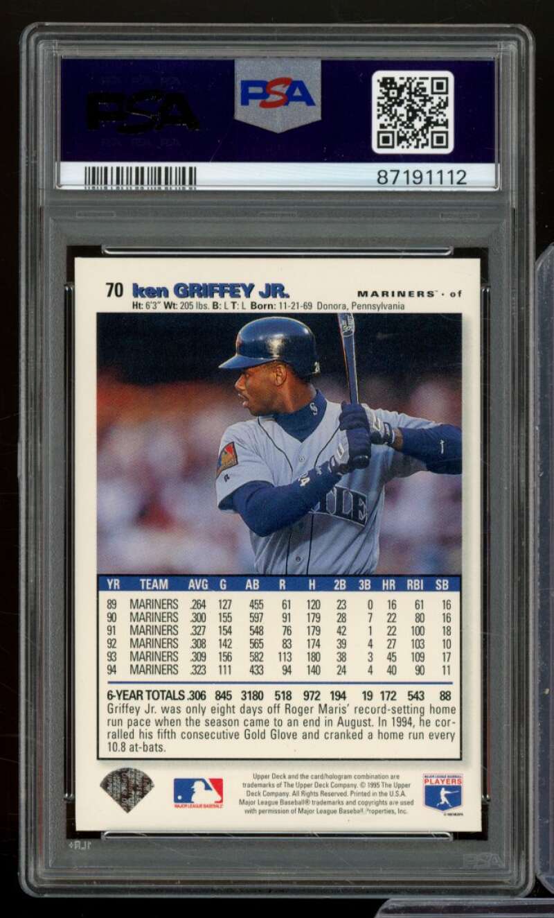 Ken Griffey Jr. Card 1995 Collector's Choice #70 PSA 8 Image 2