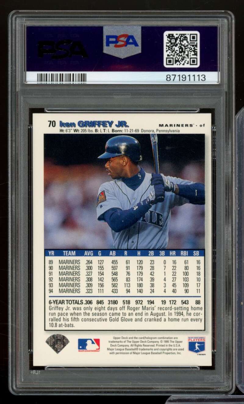 Ken Griffey Jr. Card 1995 Collectors Choice #70 PSA 9 Image 2