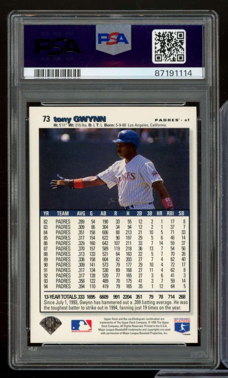 Tony Gwynn Card 1995 Collectors Choice #73 PSA 7 Image 2