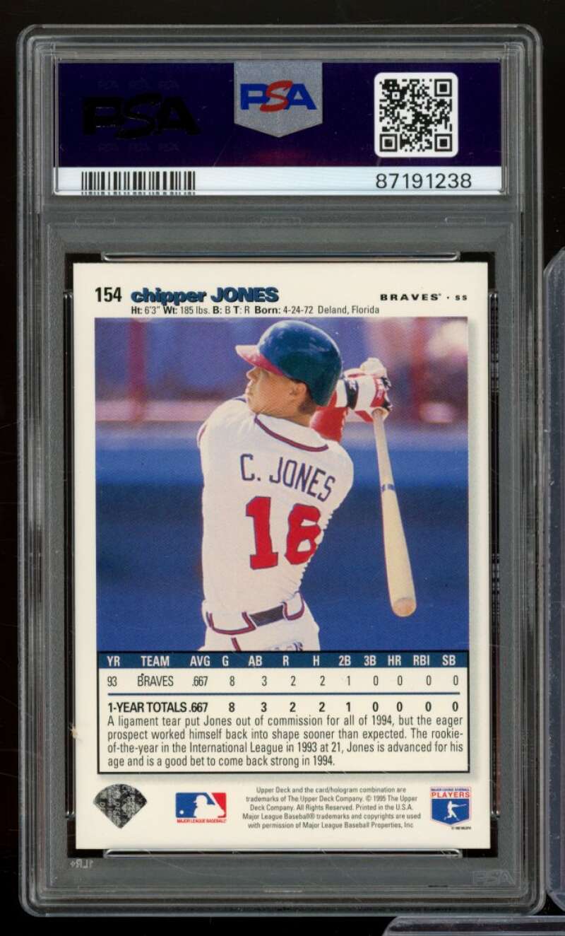 Chipper Jones Card 1995 Collectors Choice #154 PSA 9 Image 2