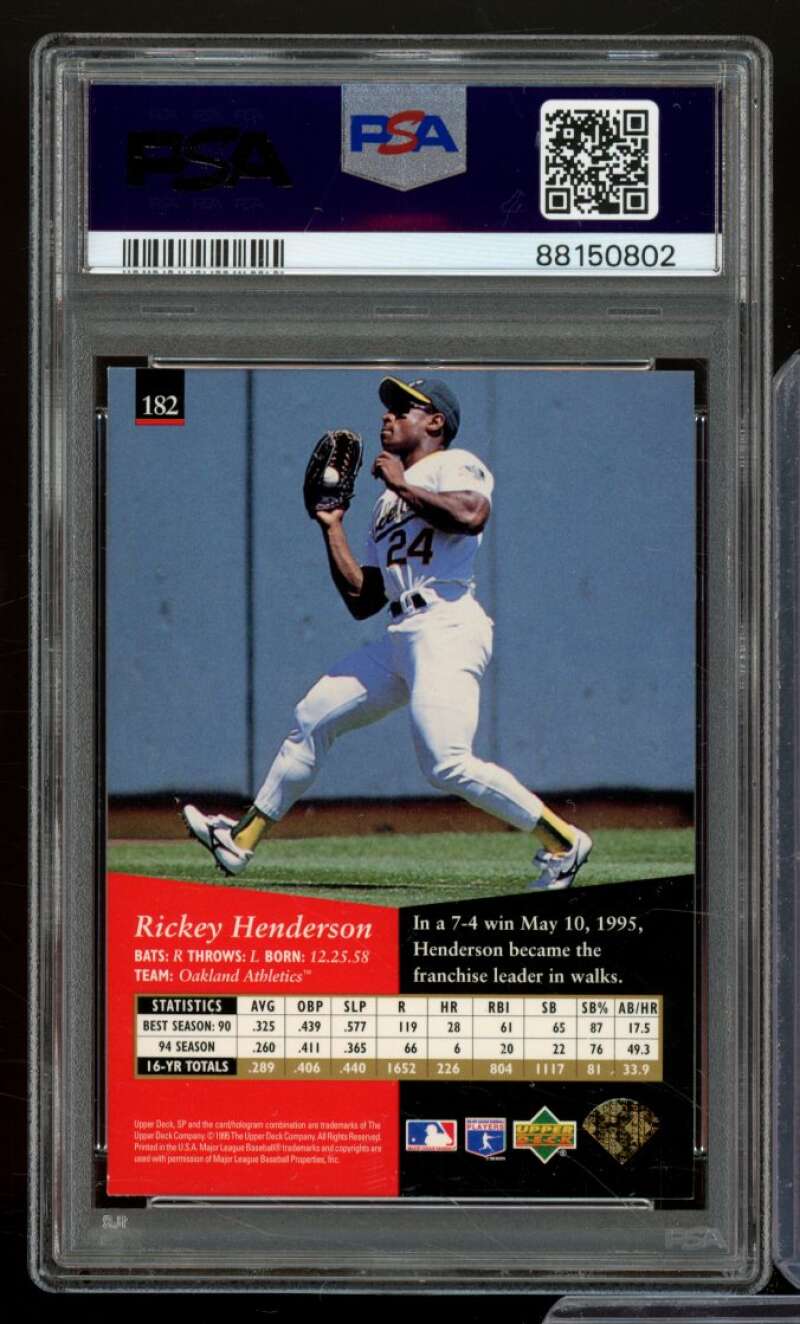 Rickey Henderson Card 1995 SP #182 PSA 8 Image 2