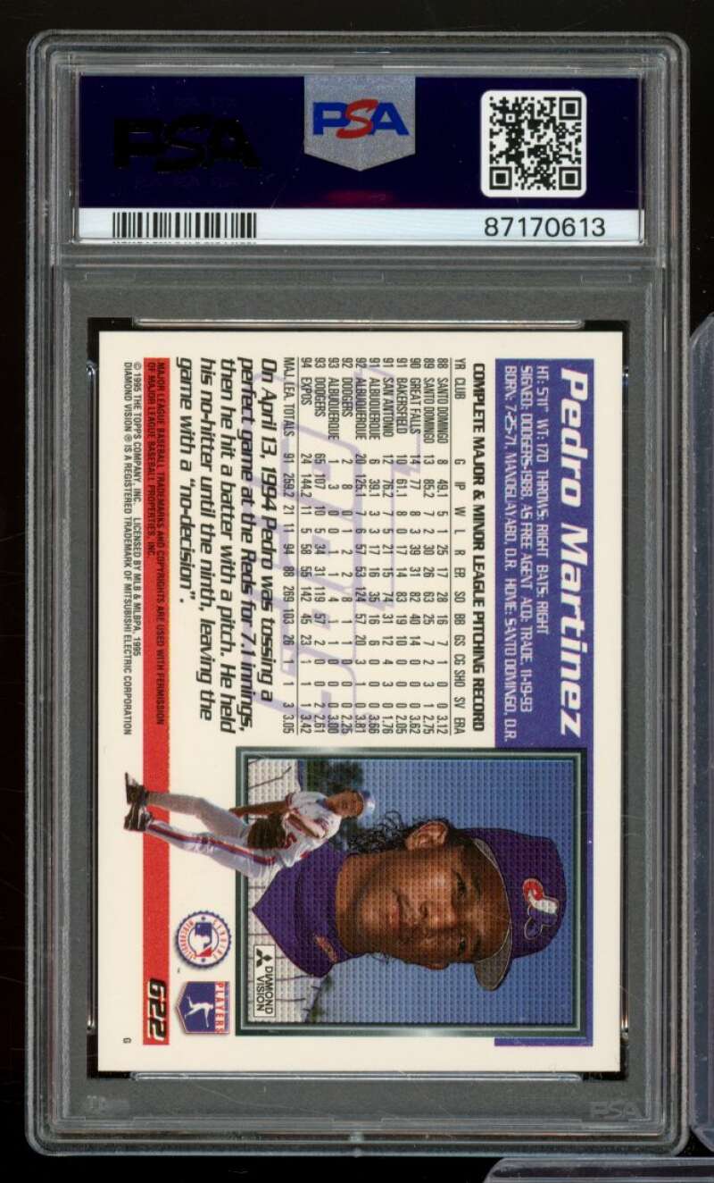 Pedro Martinez Card 1995 Topps #622 PSA 9 Image 2