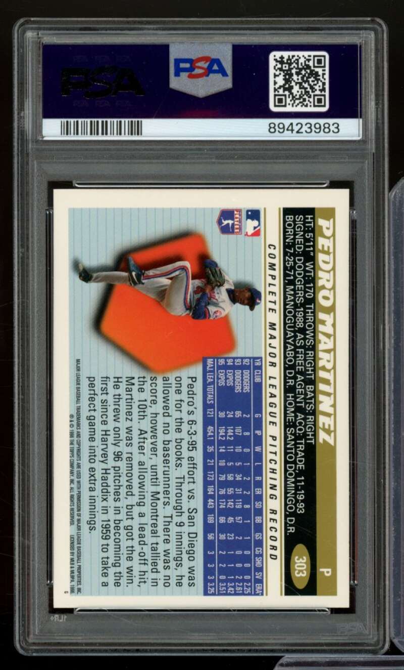 Pedro Martinez Card 1996 Topps #303 PSA 9 Image 2