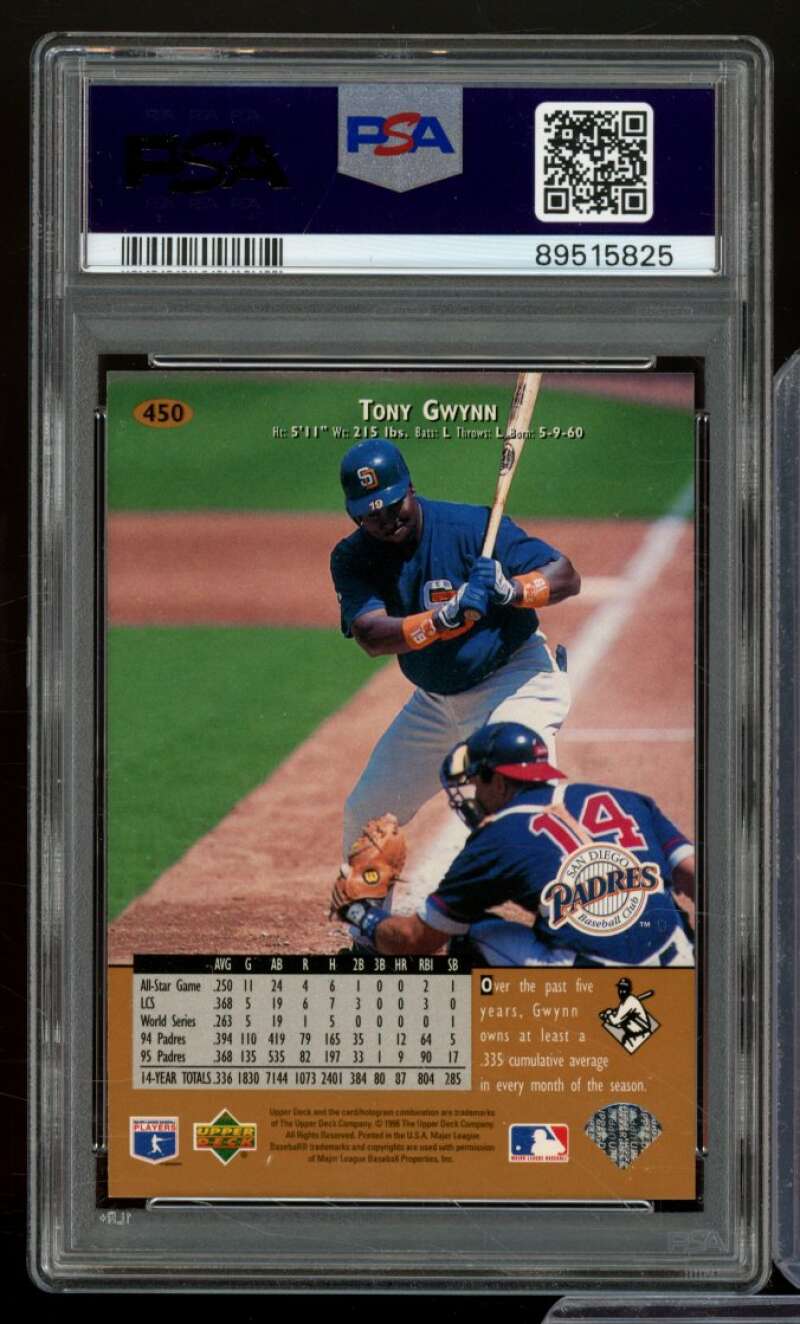 Tony Gwynn Card 1996 Upper Deck #450 PSA 8.5 Image 2