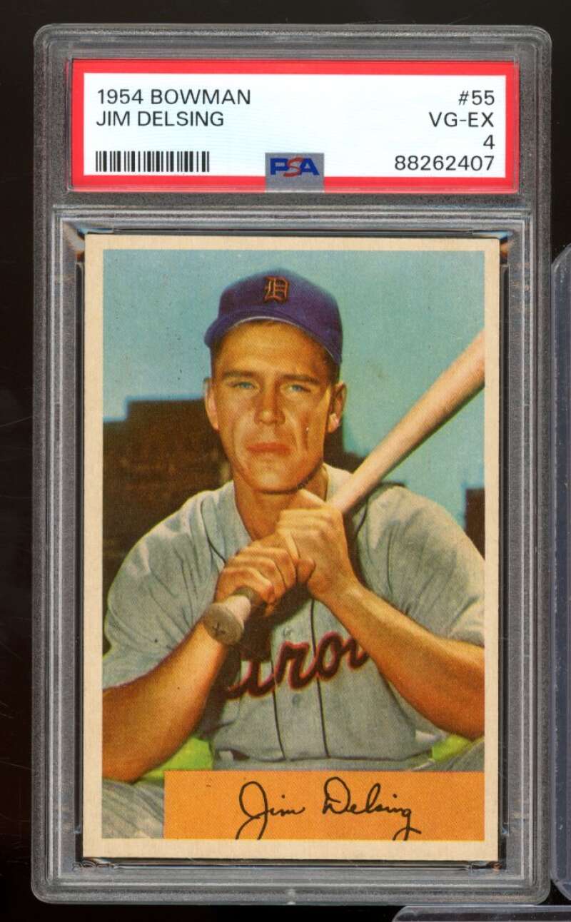 Jim Delsing Card 1954 Bowman #55 PSA 4 Image 1