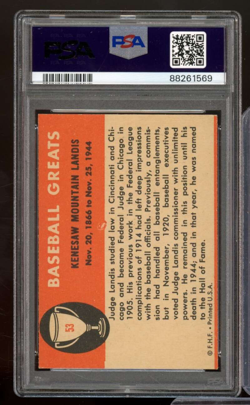 Judge Landis Card 1961 Fleer #53 PSA 4 Image 2