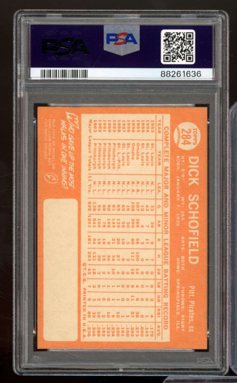 Dick Schofield Card 1964 Topps #284 PSA 5 Image 2