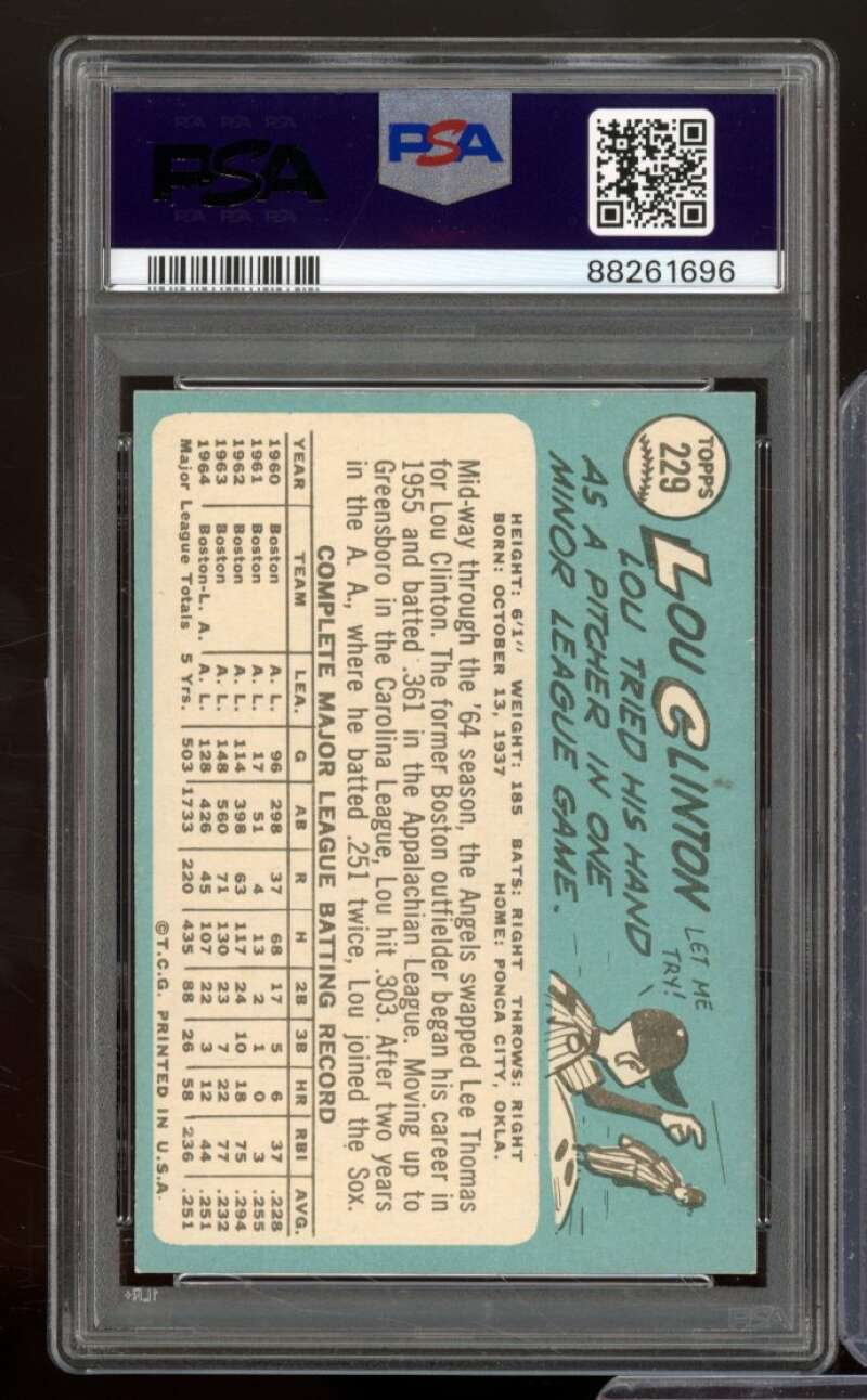 Lou Clinton Card 1965 Topps #229 PSA 6.5 Image 2