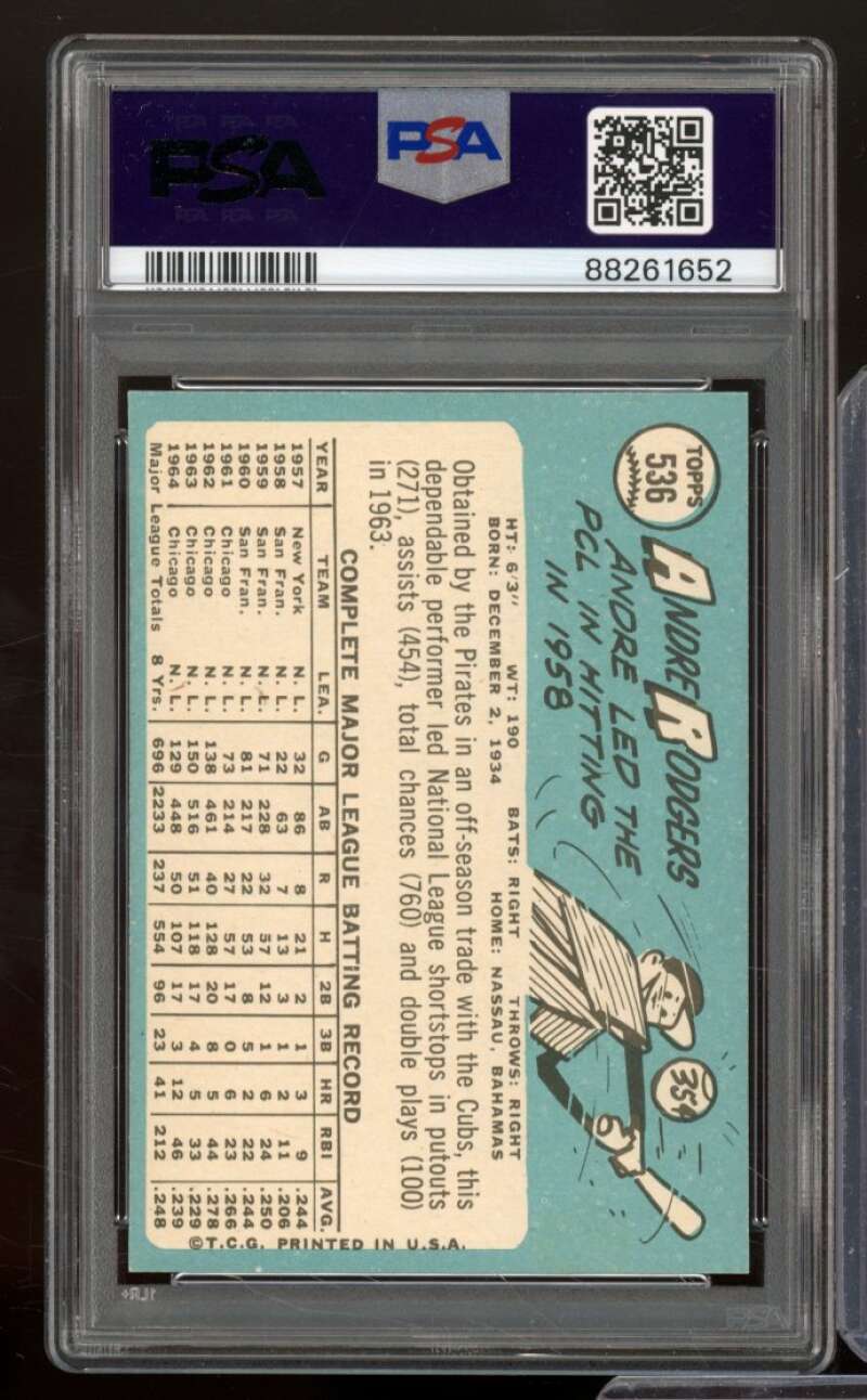 Andre Rodgers Card 1965 Topps #536 PSA 6 Image 2