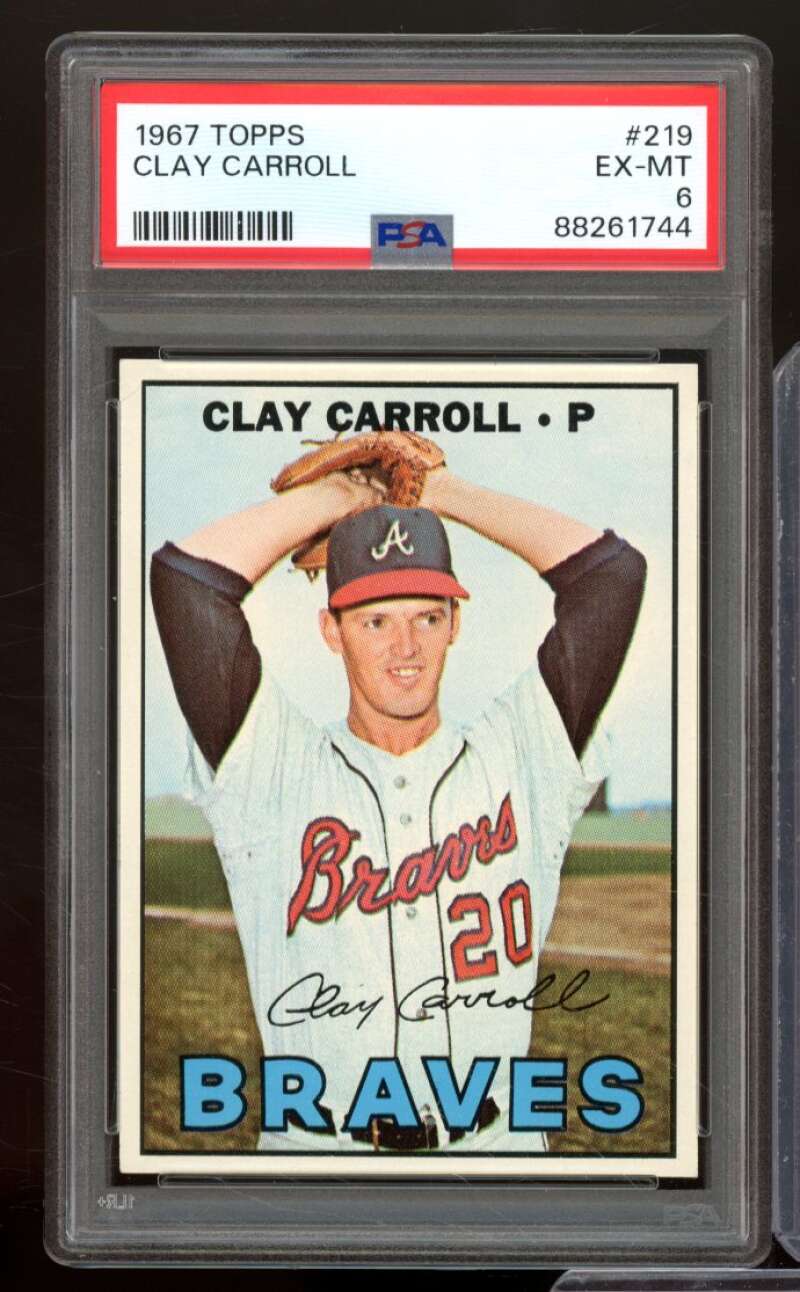 Clay Carroll Card 1967 Topps #219 PSA 6 Image 1