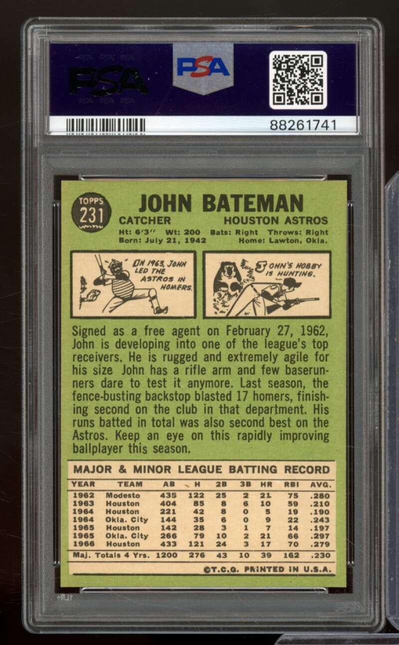 John Bateman Card 1967 Topps #231 PSA 6 Image 2