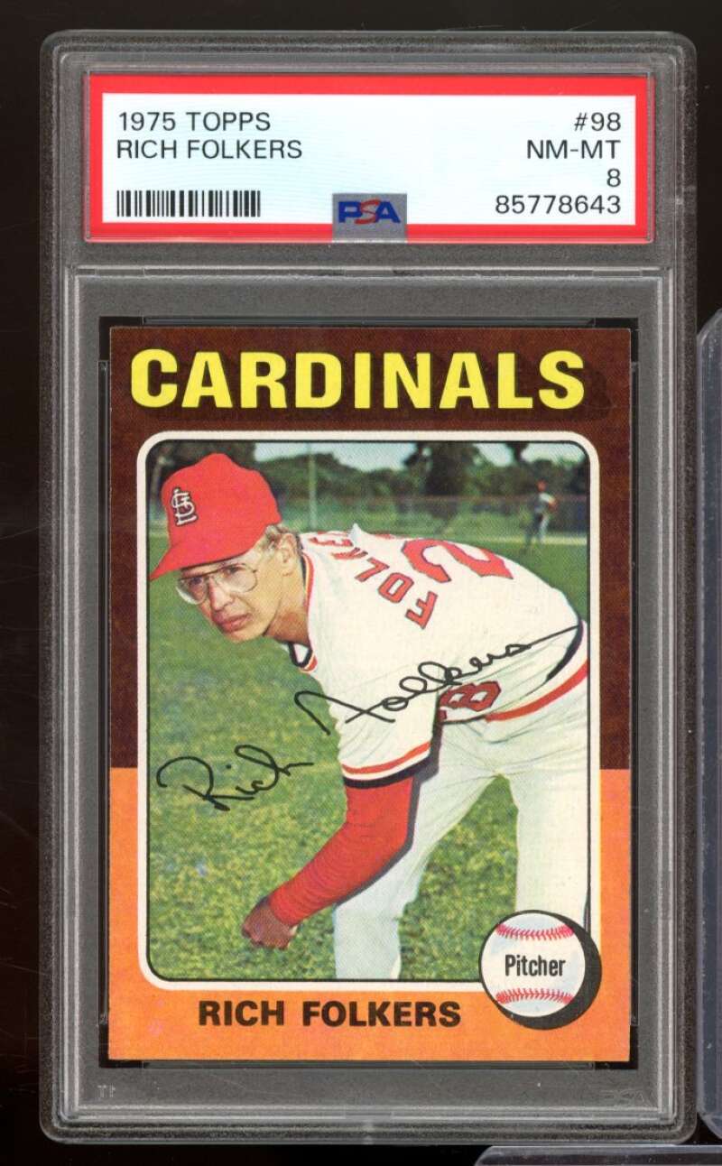 Rich Folkers Card 1975 Topps #98 PSA 8 Image 1