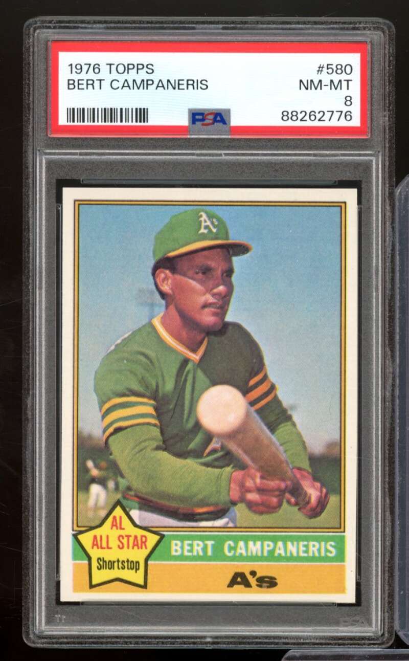 Bert Campaneris Card 1976 Topps #580 PSA 8 Image 1