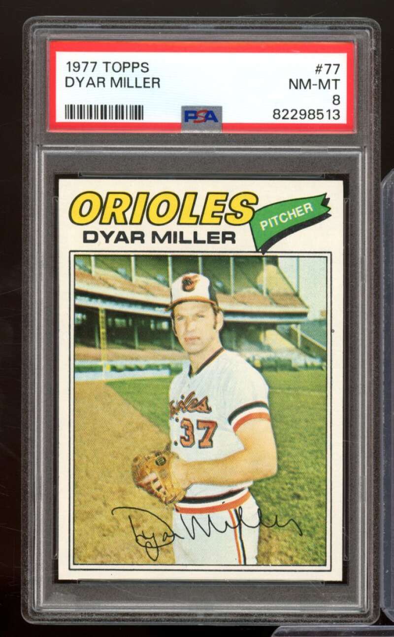 Dyar Miller Card 1977 Topps #77 PSA 8 Image 1