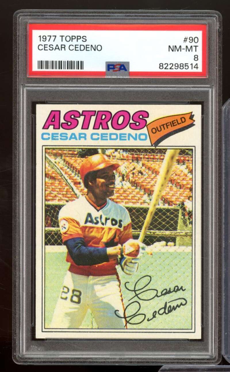 Cesar Cedeno Card 1977 Topps #90 PSA 8 Image 1