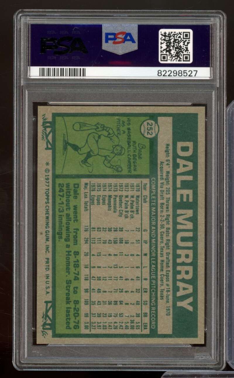 Dale Murray Card 1977 Topps #252 PSA 8 Image 2