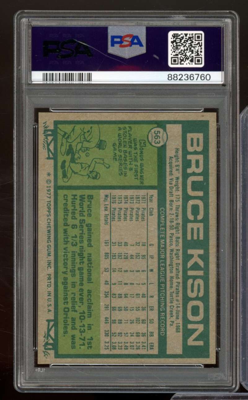 Bruce Kison Card 1977 Topps #563 PSA 8 Image 2