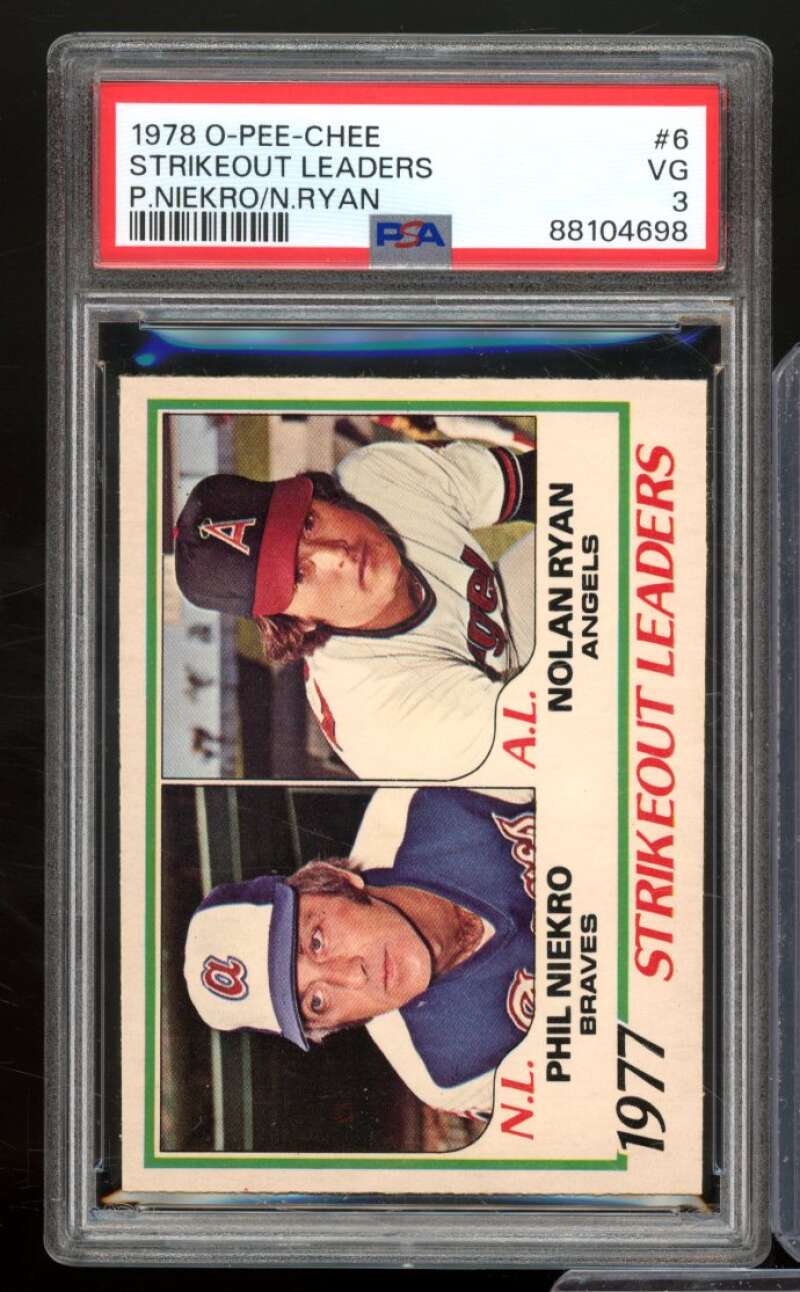 Phil Niekro/Nolan Ryan Card 1978 O-Pee-Chee #6 PSA 3 Image 1