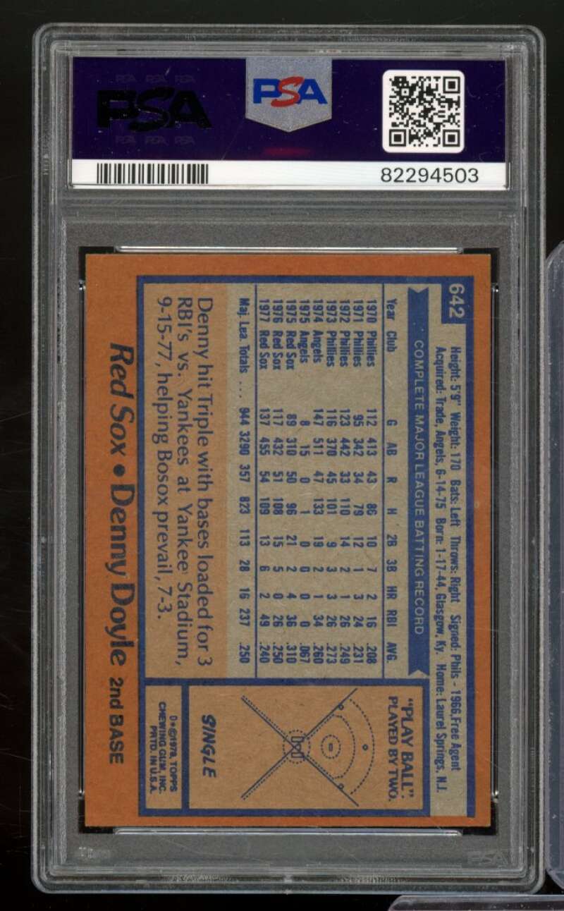 Denny Doyle Card 1978 Topps #642 PSA 8 Image 2