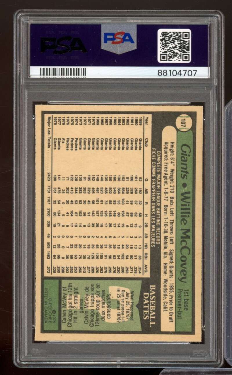 Willie McCovey Card 1979 O-Pee-Chee #107 PSA 7 Image 2