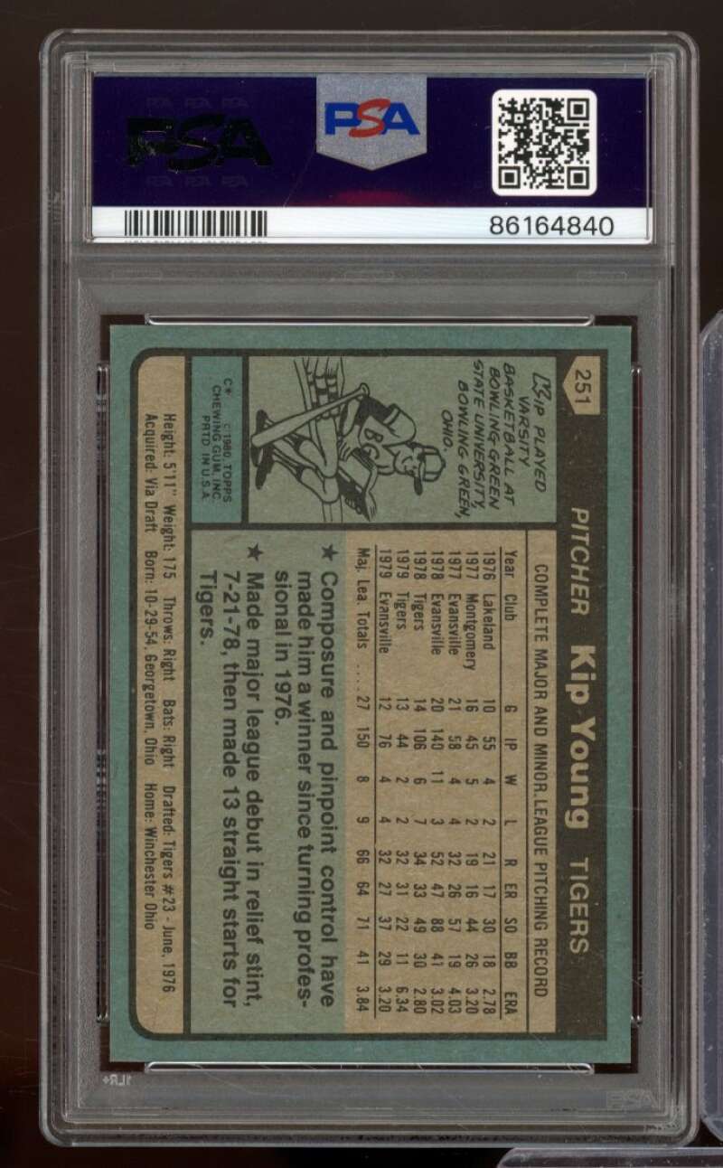 Kip Young Card 1980 Topps #251 PSA 8 Image 2