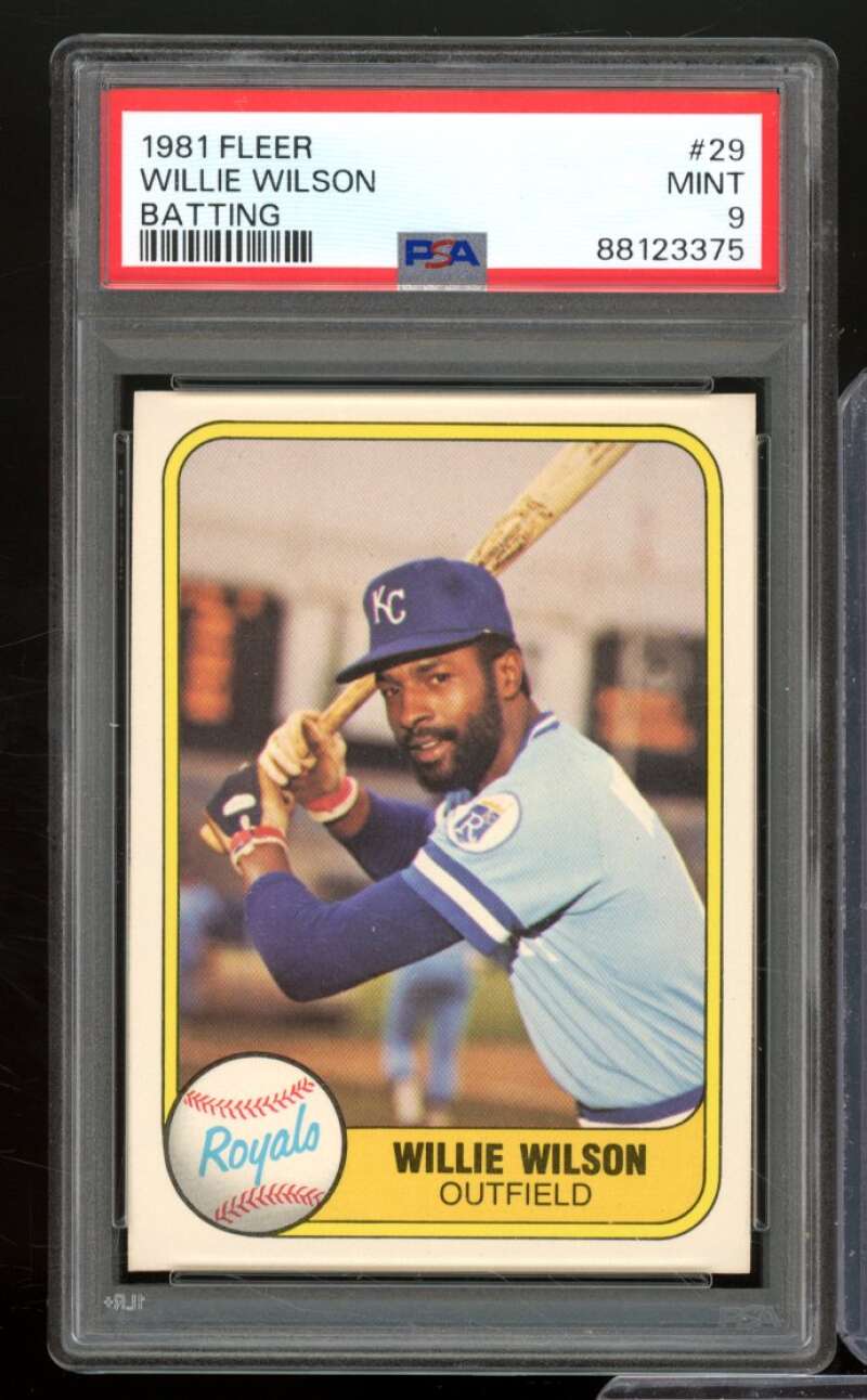 Willie Wilson Card 1981 Fleer #29 PSA 9 Image 1