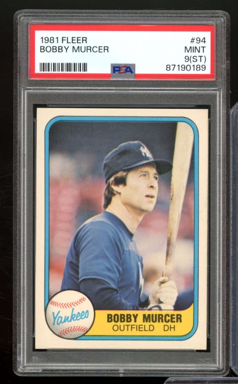 Bobby Murcer Card 1981 Fleer #94 PSA 9 (ST) Image 1